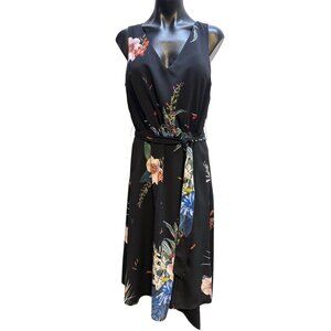 Ted Baker Black Floral Midi Dress